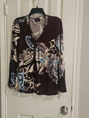 Venus Women's Medium Paisley Long Sleeved Boho Top Casual Medium